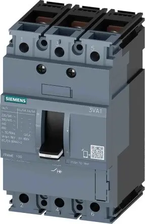 Produktfoto 1 von Siemens SENTRON 3VA1, Kompaktschutzschalter 3-polig, 63A / Abschaltvermögen 25 kA 690V ac 500 V dc