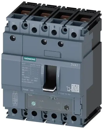 Produktfoto 1 von Siemens SENTRON 3VA1, Kompaktschutzschalter 4-polig, 160A / Abschaltvermögen 36 kA 690V ac 600 V dc