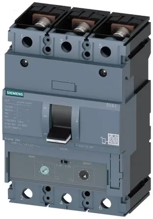 Produktfoto 1 von Siemens SENTRON 3VA1, Kompaktschutzschalter 3-polig, 250A / Abschaltvermögen 55 kA 690V ac 500 V dc