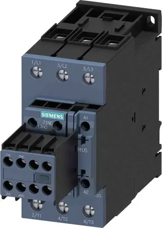 Produktfoto 1 von Siemens Schütz 24V dc-Spule, 3-polig / 80 A 24V dc 37 kW 2 Schließer/2 Öffner 2-Hilfskontakte