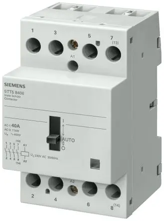 Produktfoto 1 von Siemens 5TT INSTA Schütz 230V ac-Spule, 4-polig / 40 A 24V 4 kW 4 Schließer 4-Hilfskontakte