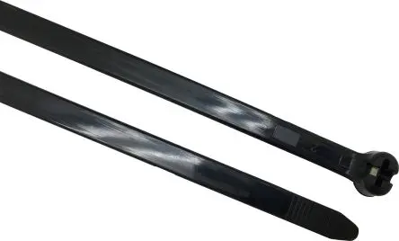 Produktfoto 1 von RS PRO CT-PA-SSBL Nylon 6.6 Kabelbinder Edelstahl-Widerhakenverriegelung Schwarz 3.6mm x 284 mm