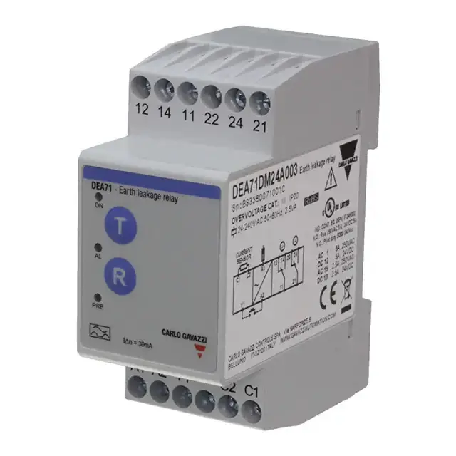 Produktfoto 1 von Carlo Gavazzi DEA71 Erdschlussrelais 50 to 60 Hz ±10%, 300 mA Relais 1-poliger Umschalter Ausgang