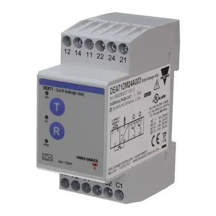 Produktfoto 1 von Carlo Gavazzi DEA71 Erdschlussrelais 50 to 60 Hz ±10%, 300 mA Relais 1-poliger Umschalter Ausgang