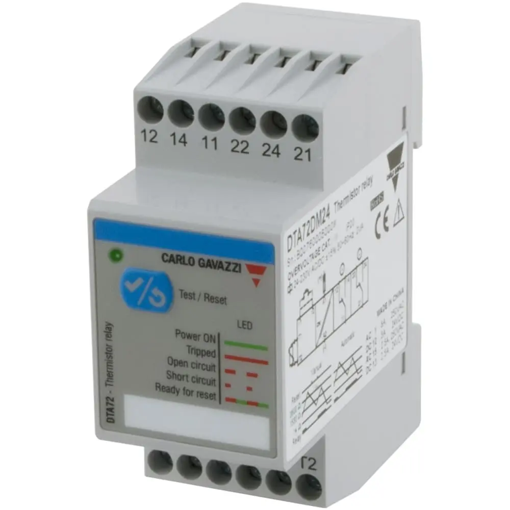 Produktfoto 1 von Carlo Gavazzi DTA72 Überwachungsrelais, für Thermistormotor-Temperaturschutz, 1-poliger Wechsler DIN-Schienen