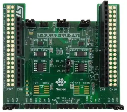 Produktfoto 1 von STMicroelectronics Speicher-Entwicklungskit, STM32 Nucleo EEPROM, Zusatzplatine, Standard I²C und SPI EEPROM