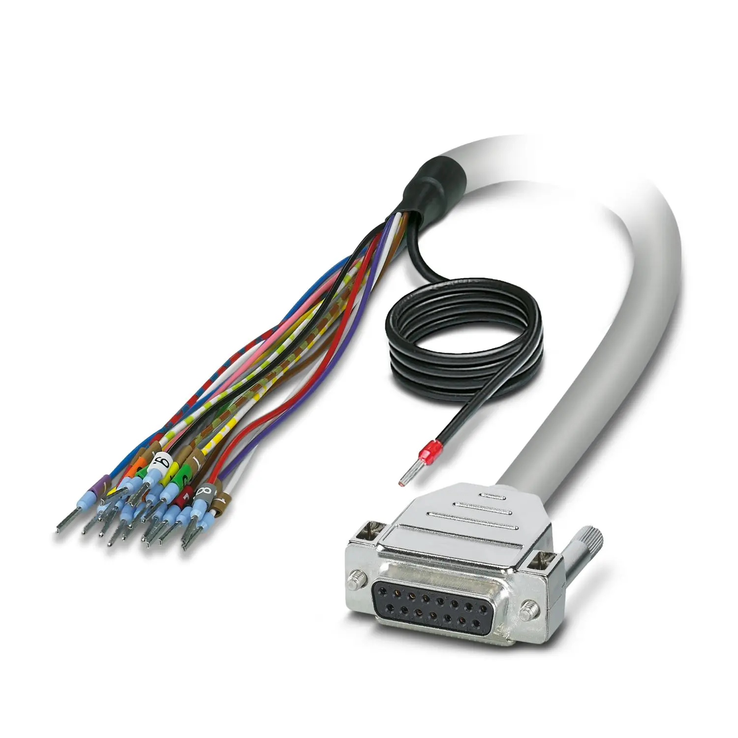 Produktfoto 1 von Phoenix Contact Serielles Kabel / Offenes Ende Buchse / D-SUB-Buchsenleiste, 1.5 m Halbsteifes Polyvinylchlorid, Grau,