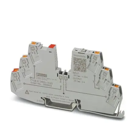 Produktfoto 1 von Phoenix Contact PTCB PTCB E1 Elektronischer Schutzschalter 24V 1, 1A DIN-Hutschiene 48 A, Typ E L. 105.8 mm x 6.2mm