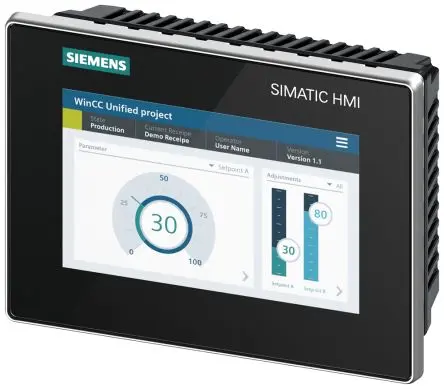 Produktfoto 1 von Siemens, SIMATIC, HMI-Bediengerät, TFT, 800 x 480 pixel, 7 Zoll