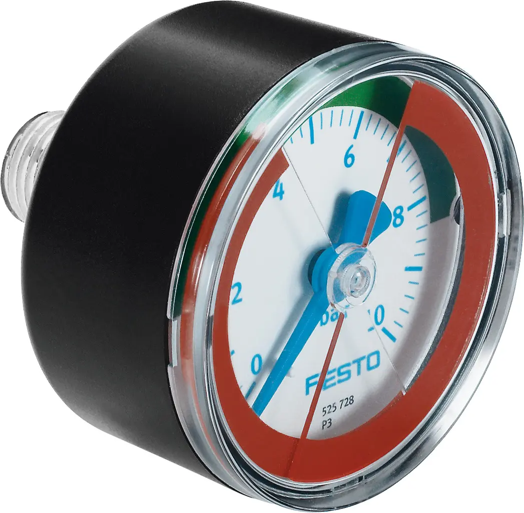Produktfoto 1 von Festo 525728 MA Druckmessgerät Prozessanschluss hinten Analog 0bar → 10bar, Ø 50mm ABS Gehäuse R1/4