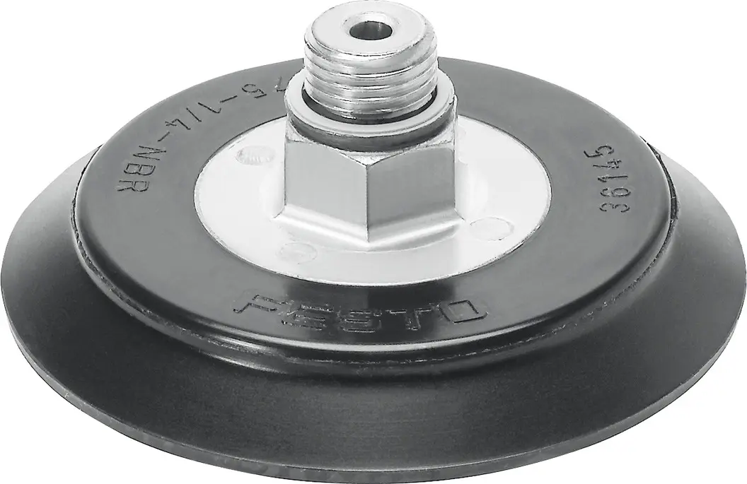 Produktfoto 1 von Nitrilkautschuk (NBR) Flach Saugnapf, Festo Serie VAS, Ø 75 mm G 1/4, Haltekraft 197 N