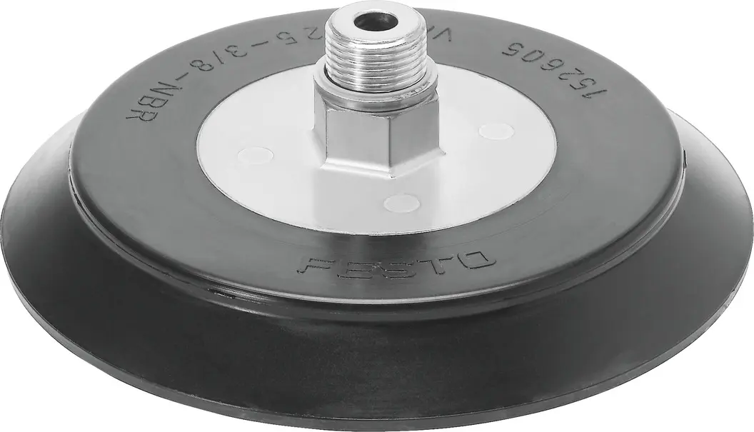 Produktfoto 1 von Nitrilkautschuk (NBR) Flach Saugnapf, Festo Serie VAS, Ø 100 mm G 1/4, Haltekraft 397 N