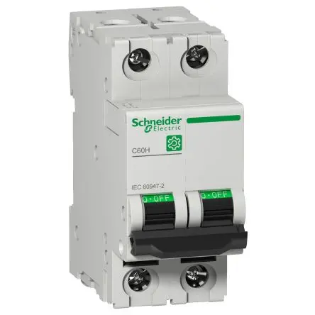Produktfoto 1 von Schneider Electric C60H Miniaturüberlastschalter Typ C, Pol 2-polig 6A 415V ac, Abschaltvermögen 10 kA Multi9 125 V dc