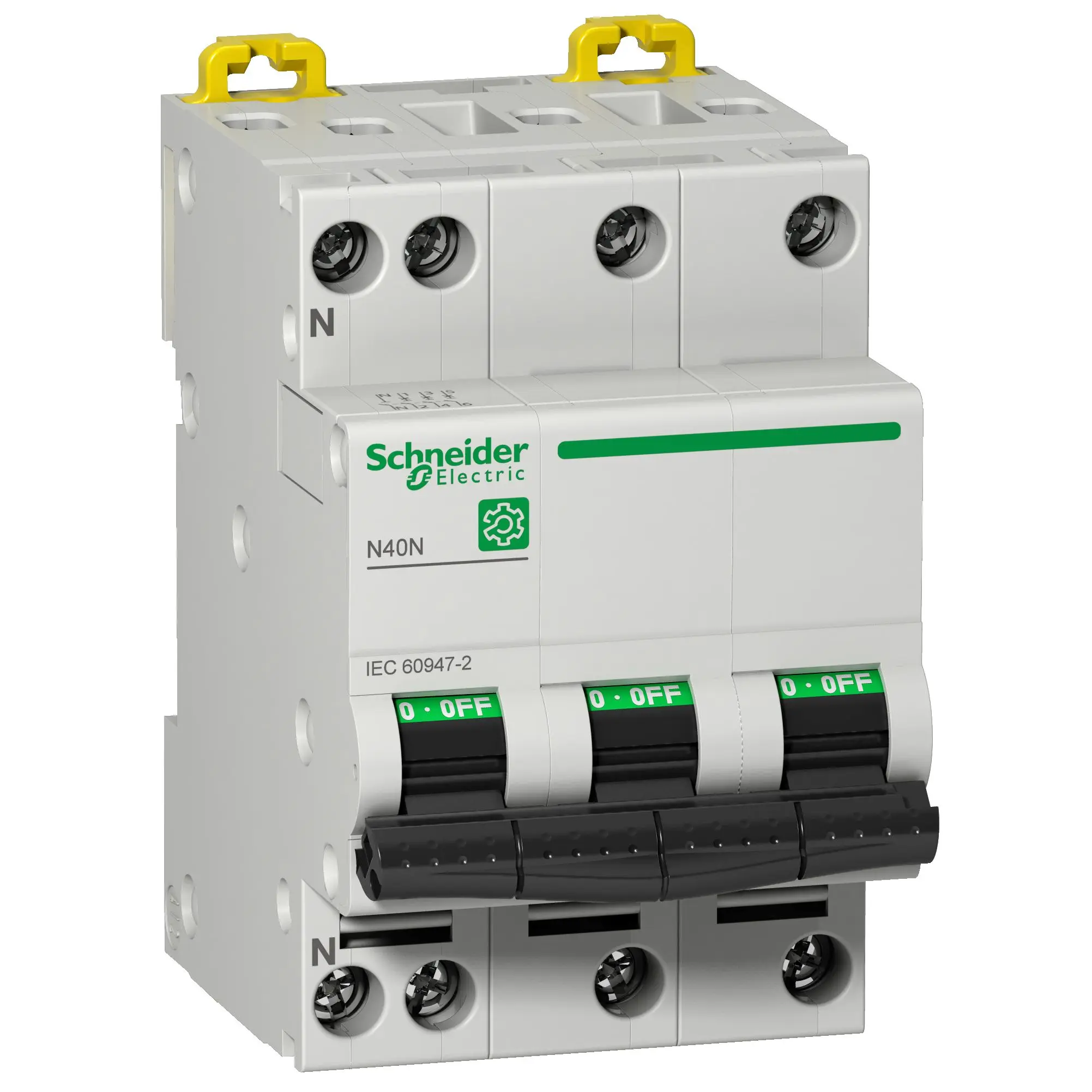 Produktfoto 1 von Schneider Electric N40N Miniaturüberlastschalter Typ C, Pol 3-polig 16 A 415 V ac, Abschaltvermögen 10 kA Multi9