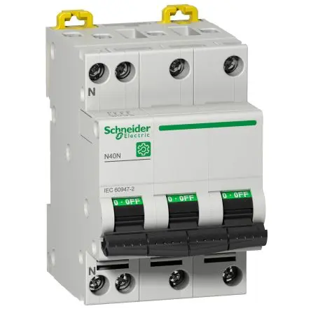 Produktfoto 1 von Schneider Electric N40N Miniaturüberlastschalter Typ C, Pol 3-polig 16A 415V ac, Abschaltvermögen 10 kA Multi9