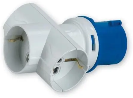 Produktfoto 1 von RS PRO RS PRO Industrieller Stromversorgungssteckverbinder-Adapter Blau, 230V 3P (2P+T) / 16A, Kabel IP20