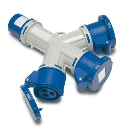 Produktfoto 1 von RS PRO RS PRO Industrieller Stromversorgungssteckverbinder-Adapter Blau, 230V 2P+T / 16A IP44