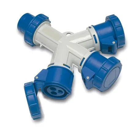 Produktfoto 1 von RS PRO RS PRO Industrieller Stromversorgungssteckverbinder-Adapter Blau, 230V 2P+T / 16A IP67