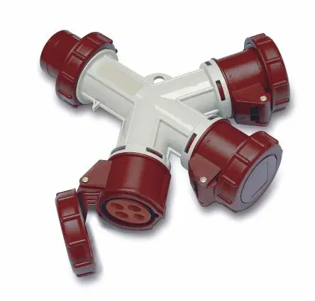 Produktfoto 1 von RS PRO RS PRO Industrieller Stromversorgungssteckverbinder-Adapter Rot, 400V 3P+T / 32A IP67