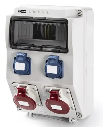 Produktfoto 1 von RS PRO RS PRO Leistungssteckverbinder Grau, 400V 2P+PE / 16A, Panel IP44