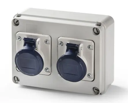 Produktfoto 1 von RS PRO RS PRO Leistungssteckverbinder Grau, 110V, Wand Gerade IP44 16A