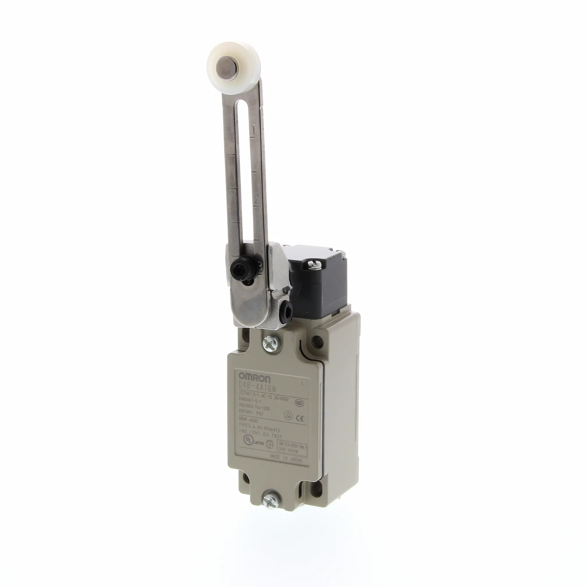 Produktfoto 1 von Omron Endschalter, Rollhebel verstellbar, 1 Öffner / 1 Schließer, IP 67, Metall, 10A