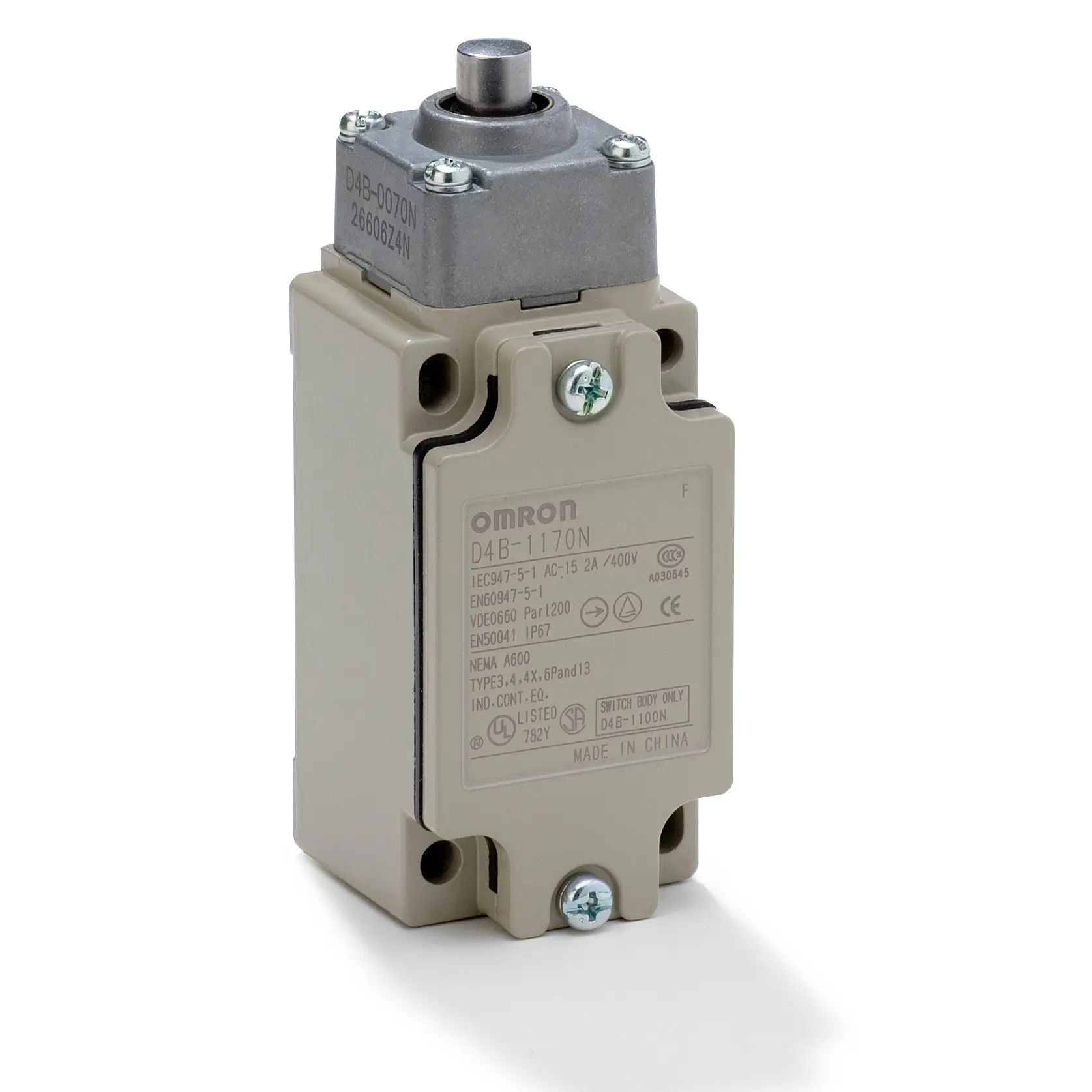 Produktfoto 1 von Omron Endschalter, Stößel, 2 Öffner, IP 67, Metall, 10A