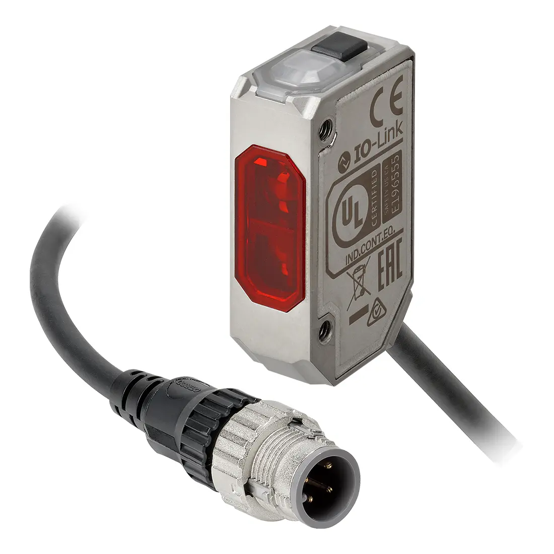 Produktfoto 1 von Omron E3AS Optischer Sensor, Infrarotlaser, Bereich 200 mm, PNP Ausgang, M12 Smartclick Pig-tail, Hell-/dunkelschaltend