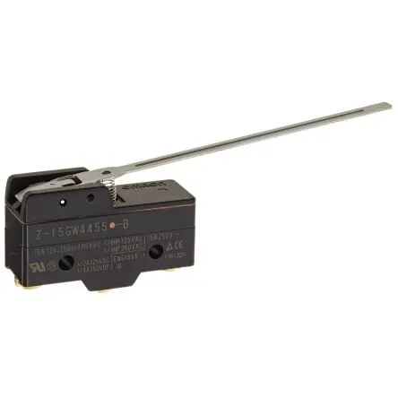 Produktfoto 1 von Omron Z Endschalter, Scharnierhebel lang 1-poliger Umschalter, IP62, Kunststoff 500V ac 15A