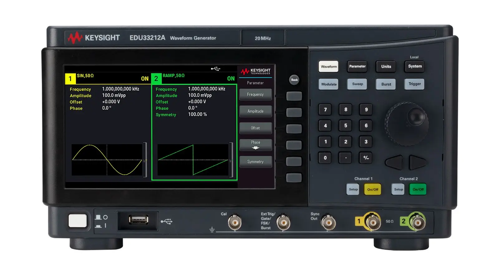 Produktfoto 1 von Keysight Technologies EDU33212A Arbiträr-Funktionsgenerator mit WVGA 20 MHz 2, 1 Hz / 20 V Pk-Pk, LAN, USB