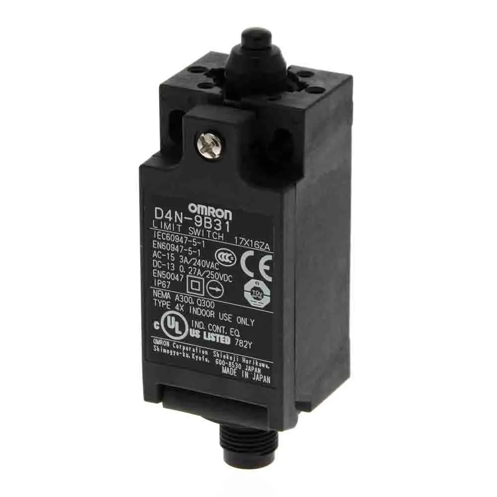 Produktfoto 1 von Omron D4N Endschalter, Stößel, DPST, 2 Öffner/1 Schließer, IP 67, Metall, 10A Anschluss M12