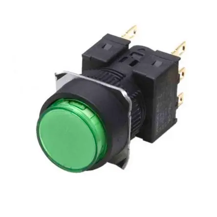 Produktfoto 1 von Omron A165 Druckschalter Grün Tastend Panel Ø 16 mm, 1-poliger Umschalter / 10mA 30 V dc 24 V ac, IP65