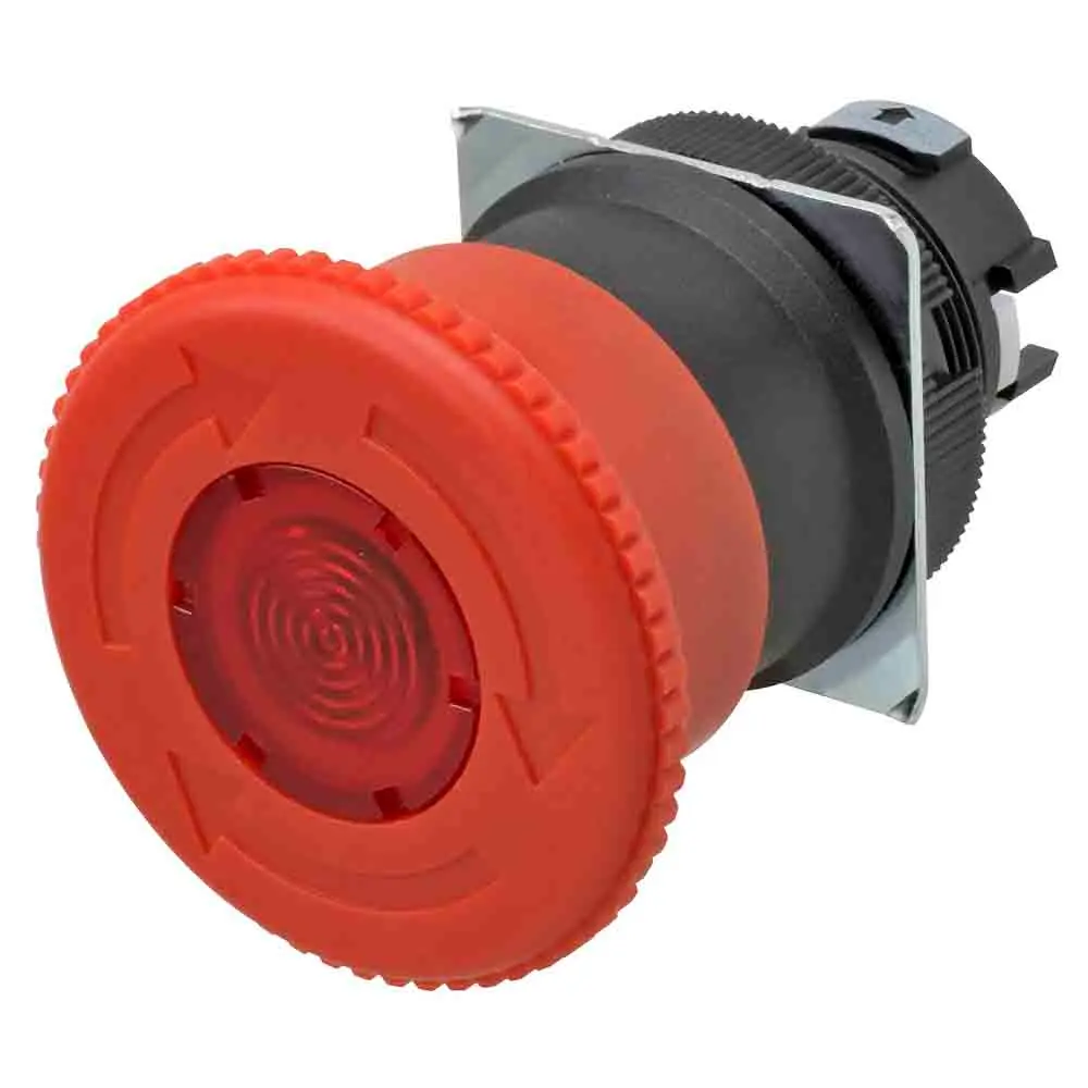 Produktfoto 1 von Omron Not-Aus-Schalter, 22 mm, Drehfreigabe, IP65, 40 mm beleuchtet