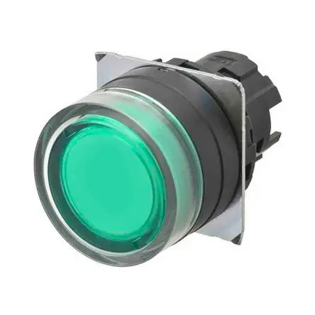 Produktfoto 1 von Omron A22NZ Druckschalter Grün Beleuchtet Tastend Panel Ø 22 mm, SPST / 10mA 30 V dc 24 V ac, IP66