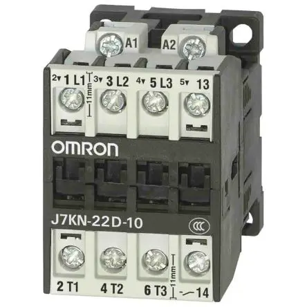 Produktfoto 1 von Omron J7KN Schütz 24V ac-Spule, 3-polig / 22 A 45V 11 kW 3 Schließer 4-Hilfskontakte