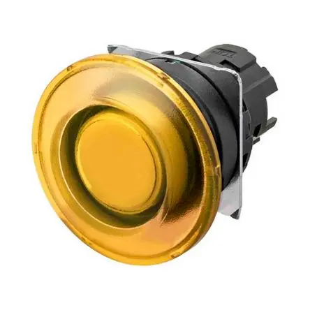Produktfoto 1 von Omron A22NZ Druckschalter Gelb Beleuchtet Tastend Panel Ø 22 mm, SPST / 10mA 30 V dc 24 V ac, IP66
