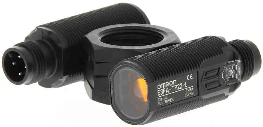 Produktfoto 1 von Omron E3FA zylindrisch Optischer Sensor, Durchgangsstrahl, Bereich 15 m, PNP Ausgang, M12-Steckverbinder