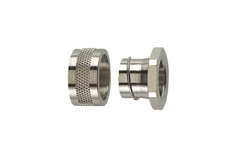 Produktfoto 1 von HellermannTyton HelaGuard Messing vernickelt Kabelrohr Fitting Kabelrohr 32 mm Grau IP40