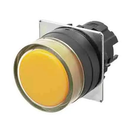 Produktfoto 1 von Omron A22NZ Drucktastenkopf Ø 22 mm, Gelb Tastend Rund Kunststoff, IP66