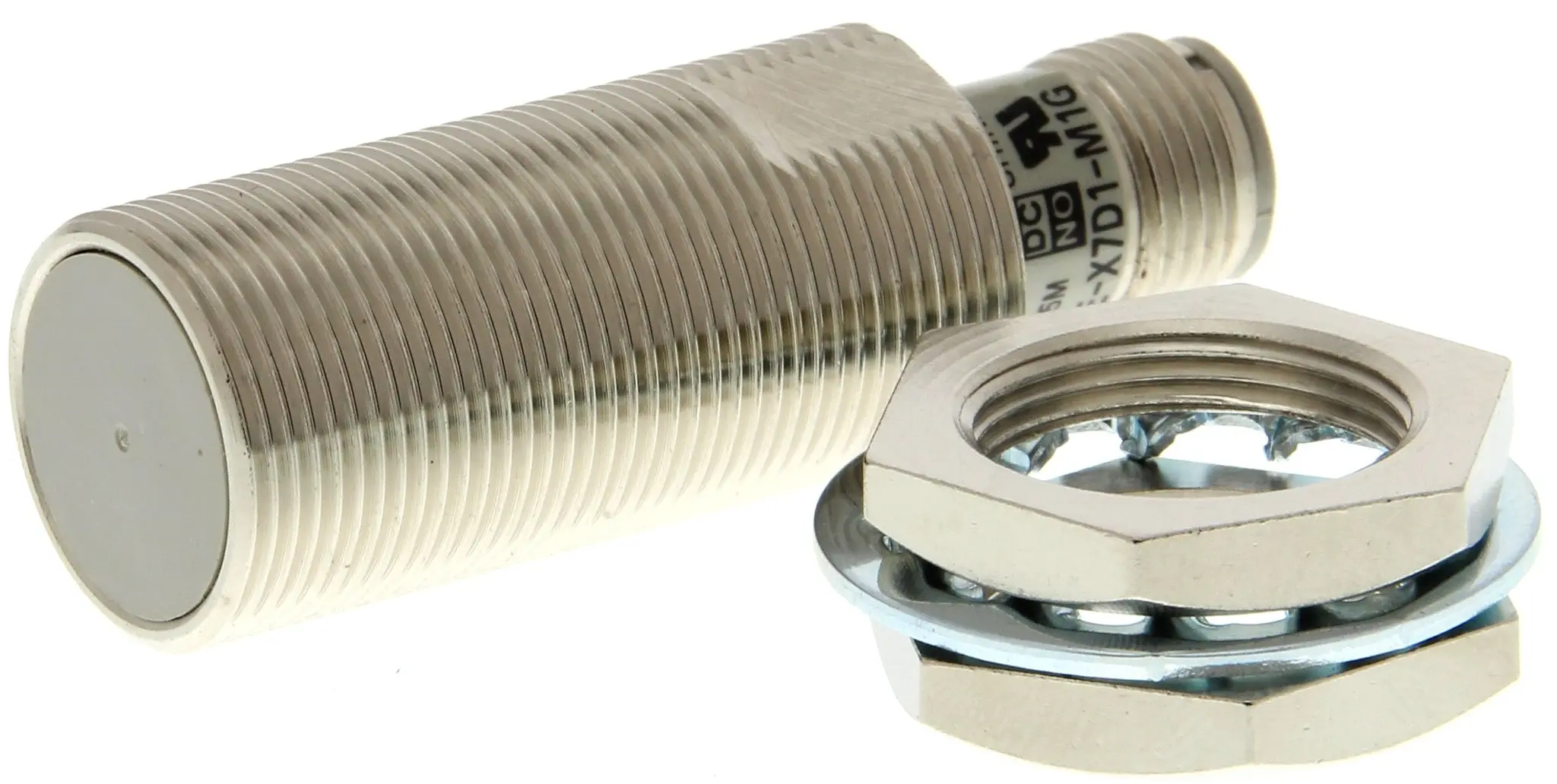Produktfoto 1 von Omron E2EW M18 Näherungssensor Induktiv, Gewinderohr 7 mm 2-Draht 10 → 30 V dc / 100 mA NC, IP67
