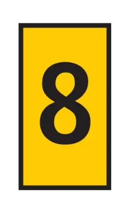 Produktfoto 1 von HellermannTyton WIC Kabelmarkierer-Clips Schnappbefestigung, Beschriftung: 8, Schwarz Gelb, Ø 4.3 mm - 5.3 mm, 3 mm x