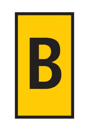 Produktfoto 1 von HellermannTyton WIC Kabelmarkierer-Clips Schnappbefestigung, Beschriftung: B, Schwarz Gelb, Ø 4.3 mm - 5.3 mm, 3 mm x