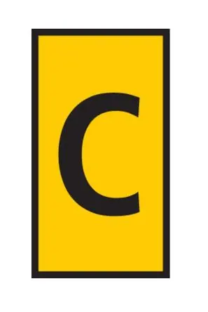 Produktfoto 1 von HellermannTyton WIC Kabelmarkierer-Clips Schnappbefestigung, Beschriftung: C, Schwarz Gelb, Ø 4.3 mm - 5.3 mm, 3 mm x