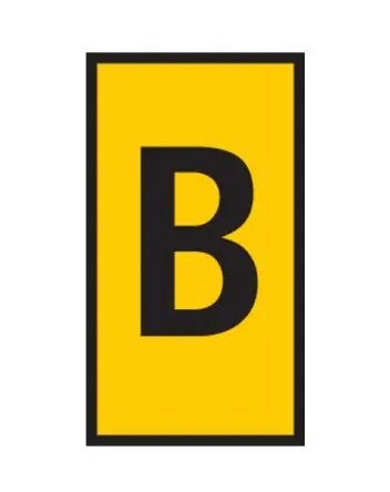 Produktfoto 1 von HellermannTyton WIC Kabelmarkierer-Clips Schnappbefestigung, Beschriftung: B, Schwarz Gelb, Ø 2.8 mm - 3.8 mm, 3 mm x