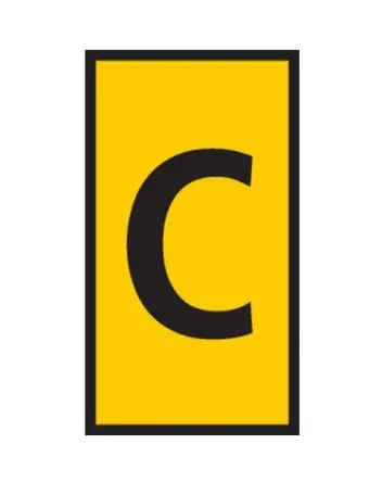 Produktfoto 1 von HellermannTyton WIC Kabelmarkierer-Clips Schnappbefestigung, Beschriftung: C, Schwarz Gelb, Ø 2.8 mm - 3.8 mm, 3 mm x