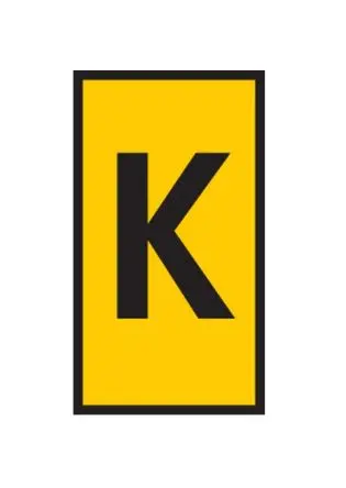 Produktfoto 1 von HellermannTyton WIC Kabelmarkierer-Clips Schnappbefestigung, Beschriftung: K, Schwarz Gelb, Ø 2.8 mm - 3.8 mm, 3 mm x