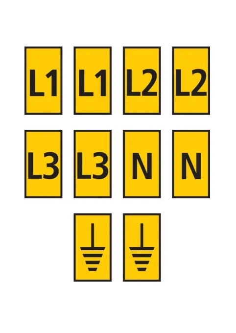Produktfoto 1 von HellermannTyton WIC Kabelmarkierer-Clips Schnappbefestigung, Beschriftung: N, L3, L2, L1, Erdungssymbol Mehrfarbig, Ø