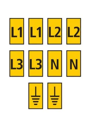 Produktfoto 1 von HellermannTyton WIC Kabelmarkierer-Clips Schnappbefestigung, Beschriftung: N, L3, L2, L1, Erdungssymbol Mehrfarbig, Ø