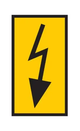 Produktfoto 1 von HellermannTyton WIC Kabelmarkierer-Clips Schnappbefestigung, Beschriftung: ⚡, Schwarz Gelb, Ø 4.3 mm - 5.3 mm, 3 mm x