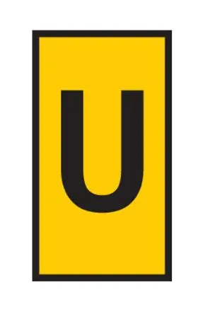 Produktfoto 1 von HellermannTyton WIC Kabelmarkierer-Clips Schnappbefestigung, Beschriftung: U, Schwarz Gelb, Ø 4.3 mm - 5.3 mm, 3 mm x